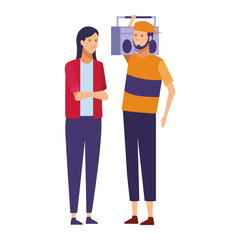 couple casual radio stereo party