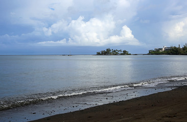 Black beach of Hilo, Hawaii