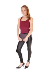 Woman standing from front holding her book