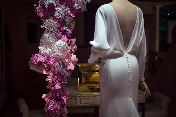 White wedding dress on a mannequin