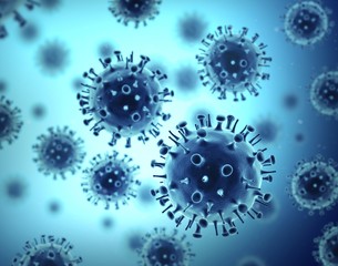 Virus isolated on blue background. 3d illustration