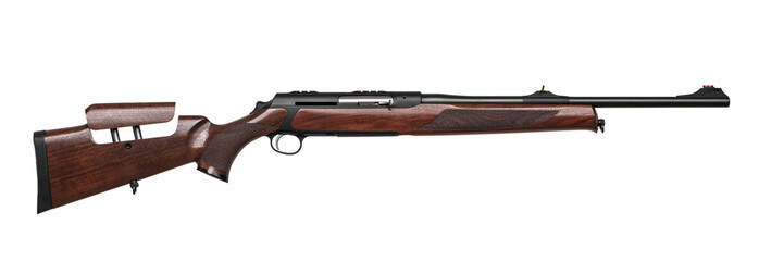 wooden hunting rifle isolated on white
