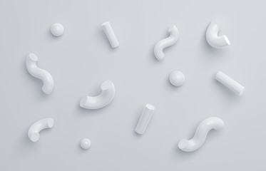 Abstract 3d rendering of composition with random shapes. Modern background design