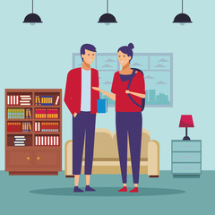 student outfit couple talk house