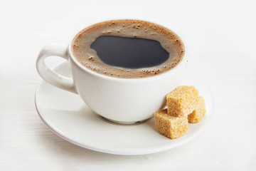 coffee in coffee cup with natural grains