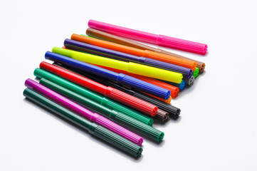 Closeup colorful pencils isolated on white background. Back to school concept