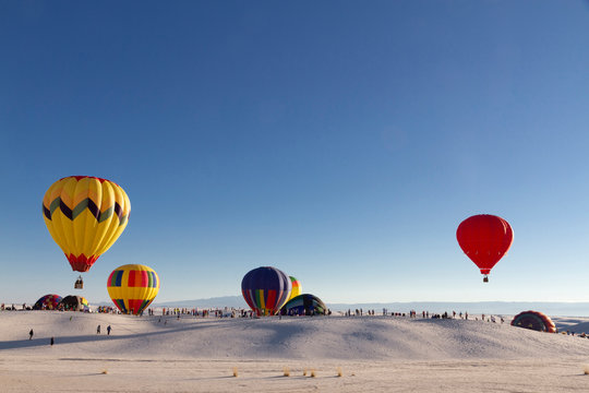 Balloons at White Sands National Monument, New Mexico, USA