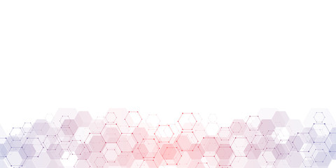 Geometric background texture with molecular structures and chemical engineering. Abstract background of hexagons pattern.