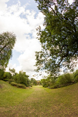 View from Kew Gardens, Royal Botanical Gardens in London. Fish eye lens effects