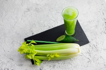 Green smoothie of celery and cucumber. 