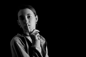 female silent gesture