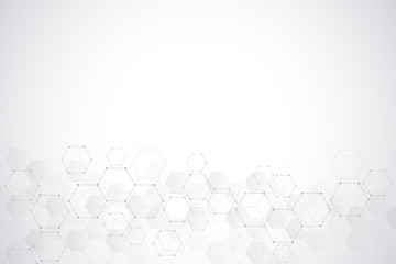 Abstract hexagons pattern for medical or scientific and technological modern design. Abstract texture background with molecular structures and chemical engineering.