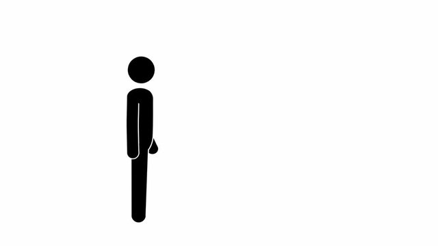 Pictogram man walks, stops and looks up