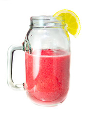 Smoothie jar with lemon slice