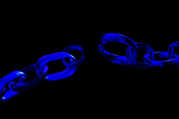 Abstract background.  Broken chain. 3D illustration.