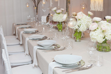 Table set for an event party or wedding reception