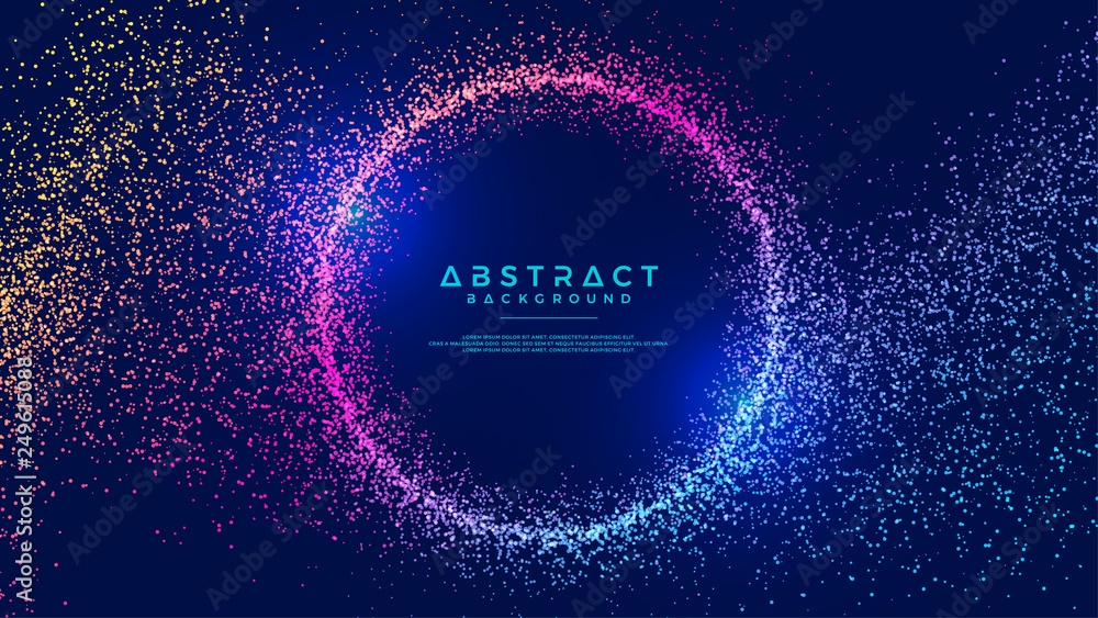 Poster dynamic abstract liquid flow particles background. shining abstract particle flow background. futuri