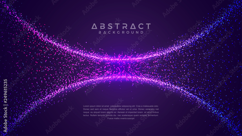 Poster Dynamic abstract liquid flow particles background. Shining abstract particle flow background. Futuristic background with dots combination. Eps10 Vector background.