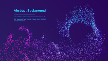 Dynamic abstract liquid flow particles background. Shining abstract particle flow background. Futuristic background with dots combination. Eps10 Vector background.
