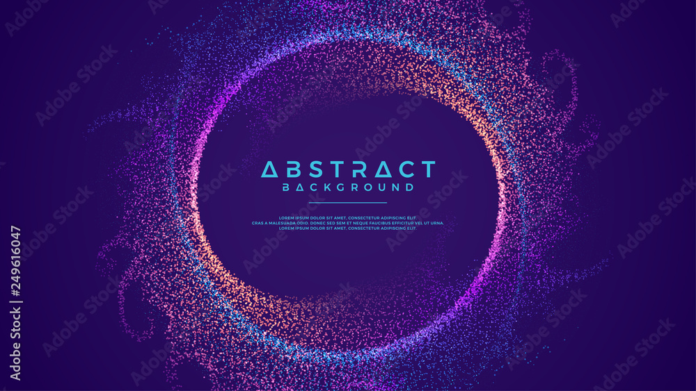 Poster dynamic abstract liquid flow particles background. shining abstract particle flow background. futuri