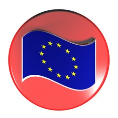 Red circle push button European union flag - 3D rendering illustration