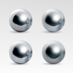 Chrome ball variations isolated on white background.