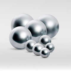 Chrome ball variations isolated on white background.