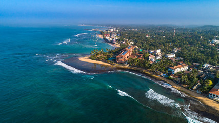 Aerial. Hikkaduwa beach. Sri Lanka.