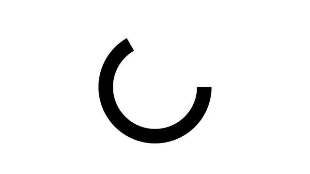 Loading line circle icon, black isolated on white background animation with alpha channel.