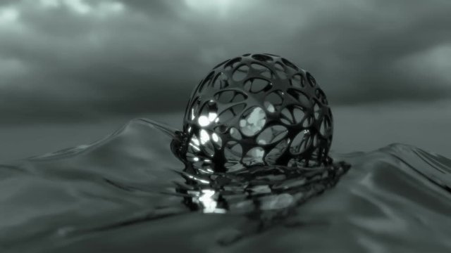 4K Abstract spheres in an organic cage. 3D CGI animation.