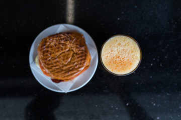Toast Sandwich breakfast with orange juice