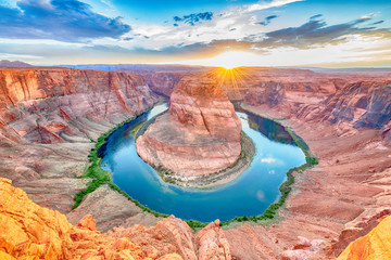Scenic and sunset dream horseshoe bend with colorado river near Page, Arizona USA - Powered by Adobe