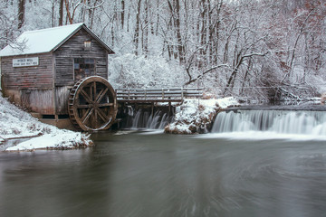 old mill in winter