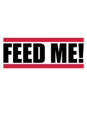 balken text feed me cool logo design füttere mich lecker hunger noob gamer pro player essen diät koch chef schürze