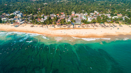 Aerial. Hikkaduwa beach. Sri Lanka.