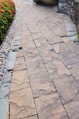 Garden walk way with stone in nature