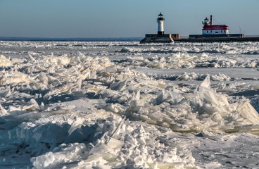 Frozen Lake Superior in Duluth, Minnesota