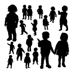 Toddler gesture silhouettes. Good use for symbol, logo, web icon, mascot, sign, or any design you want.