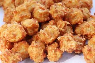 Fried chicken nuggets with sauce is delicious