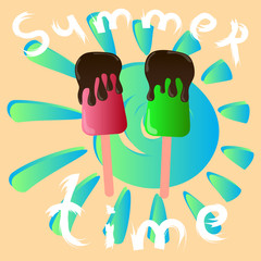 summer time and ice cream vector poster