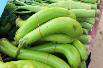 Fresh eggplant green organic at street food