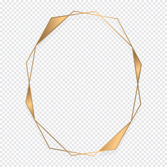 Gold frame design isolate on transparent background