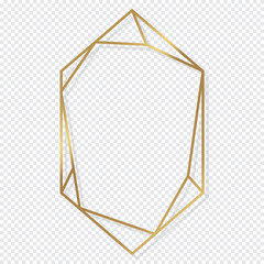 Gold Frame Design isolate on transparent background. Luxury and minimal style for wedding invite border and typography decoration - Vector 
