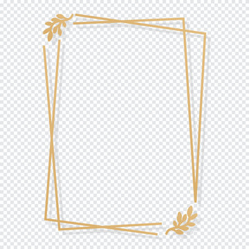 Gold frame design isolate on transparent background