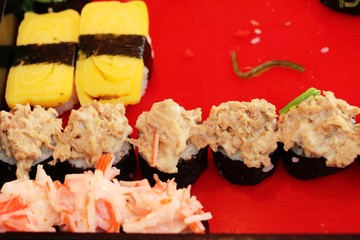 Mixed roll sushi set delicious, Japanese food