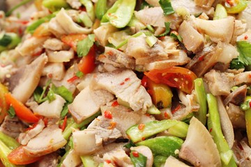 Spicy pork salad delicious at street food