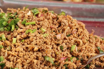 Spicy pork salad delicious at street food