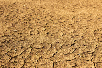 Cracked solid ground during the drought season.