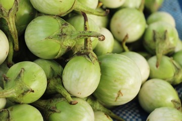 Fresh eggplant green organic at street food