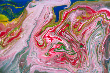 Pink and gold marbling pattern. Golden marble liquid texture.